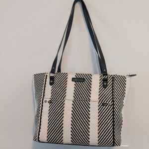 Sakroots Black and White Striped Tote Bag